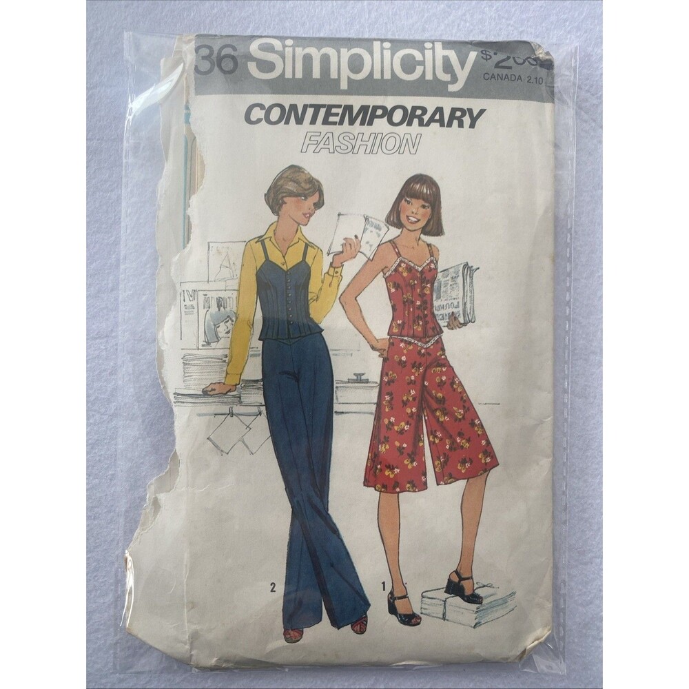 #8036 Simplicity Misses Pants and Button-up Camisole Vest Uncut FF Size 14